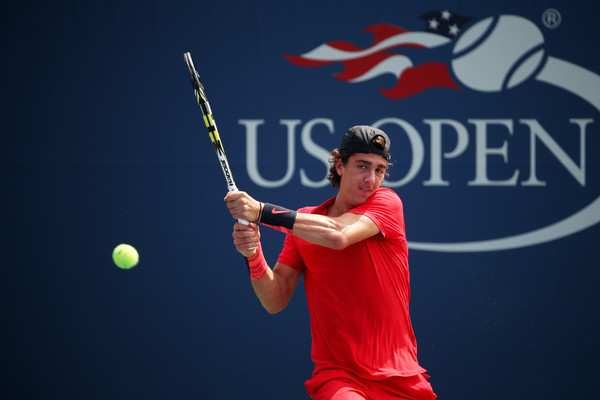 Thanasi Kokkinakis hits a backhand at the 2015 US Open in New York City/Getty Images
