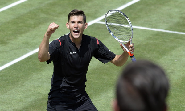 Dominic Thiem celebrates his comeback quarterfinal win. Photo: Daniel Kopatsch/Bongarts