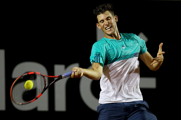 Dominic Thiem hits a forehand during the Rio semifinals. Photo: Matthew Stockman/Getty Images