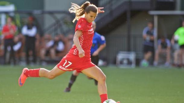 Portland's Tobin Heath leads the league in assists with three thus far. Photo provided by Craig Mitchelldyer.