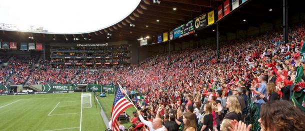 The Thorns faithful came to Providence Park to celebrate and cheer their club for the first time in over a month on Saturday. Photo provided by Craig Mitchelldyer