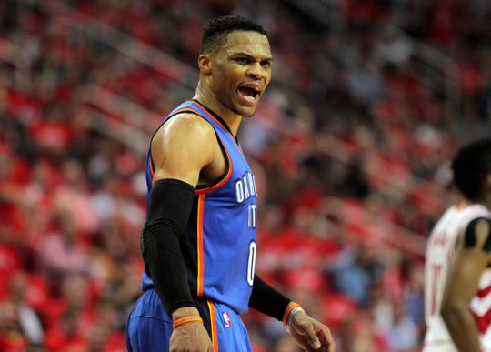 Oklahoma City Thunder guard Russell Westbrook during the game. Photo by:Erik Williams-USA TODAY Sports