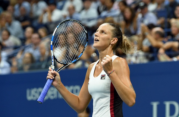 Karolina Pliskova celebrates after her win over Serena Williams in the semifinal (AFP/Timothy A. Clary)