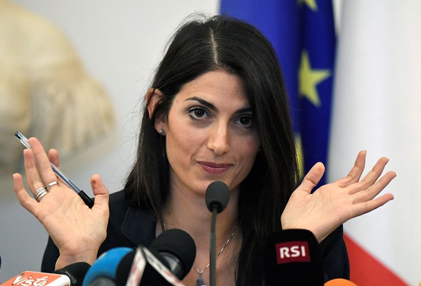 Virginia Raggi announcing today that she would not back Rome's bid for the 2024 Summer Olympics (AFP/Tiziana Fabi)