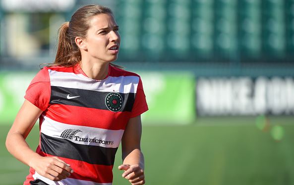 Tobin Heath of the Portland Thorns FC warms up prior to the match against the Western New York Flash | Rich Barnes - Getty Images