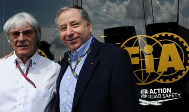 Bernie Ecclestone junto a Jean Todt, presidente de la FIA. Fuente; AFP