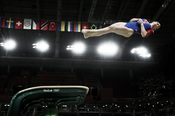 ​ Aliya Mustafina of Russia performing a 15.1 vault routine in the Team Finals. Photo Credit: Tom Pennington of Getty Images South AmericaAliya Mustafina of Russia performing a 15.1 vault routine in the Team Finals. Photo Credit: Tom Pennington of Getty Images South America Click and drag to move ​