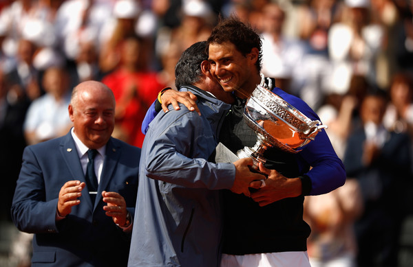 Uncle and nephew embrace after Nadal recorded his 10th success at Roland Garros earlier this year (Photo: Adam Pretty/Getty Images Europe)