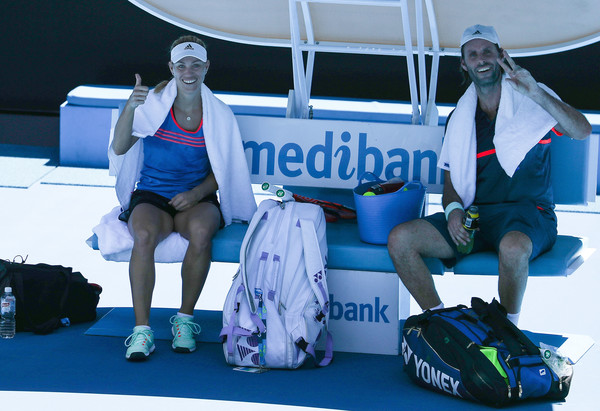 Torben Beltz and Angelique Kerber during a practice session at the 2017 Australian Open | Photo: Scott Barbour/Getty Images AsiaPac