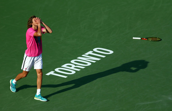 Stefanos Tsitsipas reacts to advancing to the Rogers Cup final. Photo: Getty Images