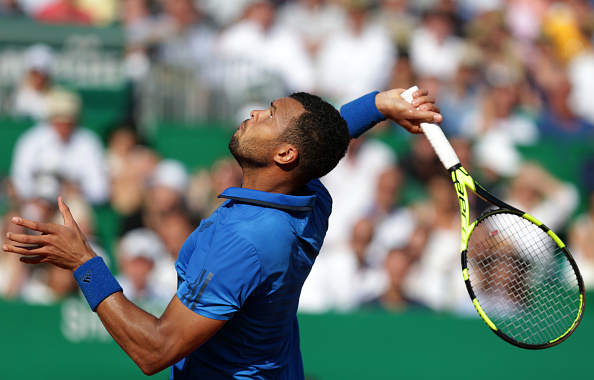 Jo-Wilfried Tsonga serves in the semifinals of Monte Carlo last week. Photo: Jean Christophe Magnenet/AFP/Getty Images