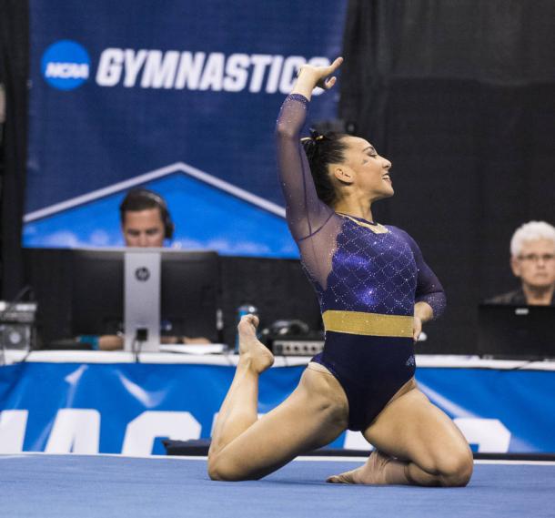 Myia Hambrick's floor routine was one of several that helped LSU to an all-time high semifinal total/Photo: Chris Parent