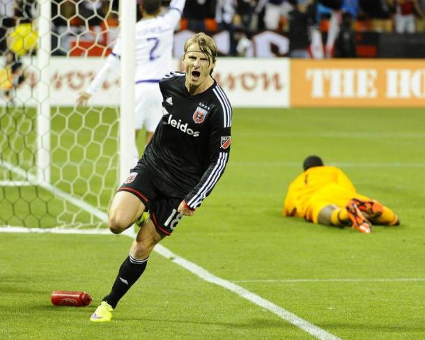 Chris Rolfe will need to put his missed penalty in the second leg of the CCL quarterfinal match against Querétaro. Photo provided by Brad Mills-USA TODAY Sports. 