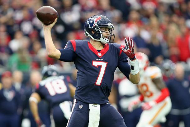 While Brian Hoyer played better than expected last season, he still wasn't good enough to warrant an extension, especially after his fall against the Kansas City Chiefs in the playoffs.Photo Credit: Troy Taormina/USA TOAY Images.