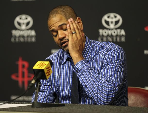 For some reason, coach J.B. Bickerstaff has been decreasing Michael Beasley's minutes as of late. The team will need Beasley in order to win, and that means less faces like this one. Photo: Troy Taormina/USA Today