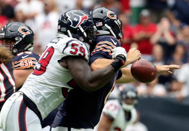 Whitney Mercilus proved that last season was not a one time thing as he recorded two sacks as well as forced a fumble. Photo Credit: Kevin Jalraj/USA TODAY Images.