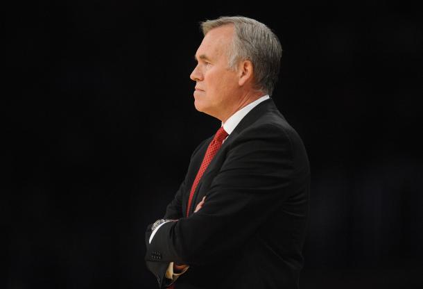 Mike D'Antoni doesn't look too happy. That may be because James Harden completely ignored his offense in the second half. There will be a lot more grumpy faces if Harden doesn't turn it around. Photo Credit: Gary A. Vasquez/USA TODAY Images.