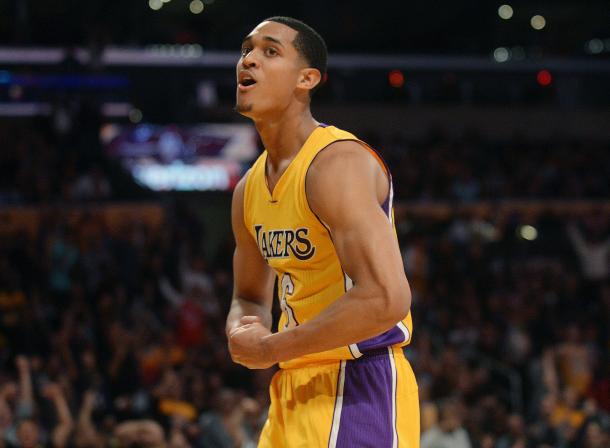 Jordan Clarkson returned to the Lakers on a 4 year, $50 million contract in the offseason. He seemed to be worth all of that and more against the Houston Rockets yesterday, scoring 23 of his 25 points in the second half to lead the Los Angeles Lakers to a win. Photo Credit: Grant A. Vasquez/USA TODAY Images.