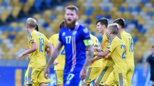 Ucrania celebra su gol a Islandia. |  Getty Images.