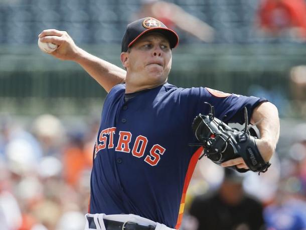 Houston Astros starting pitcher Brad Peacock (41) throws a pitch during the first inning of a spring training baseball game against the Detroit Tigers at Osceola County Stadium.  (Reinhold Matay, USA TODAY)