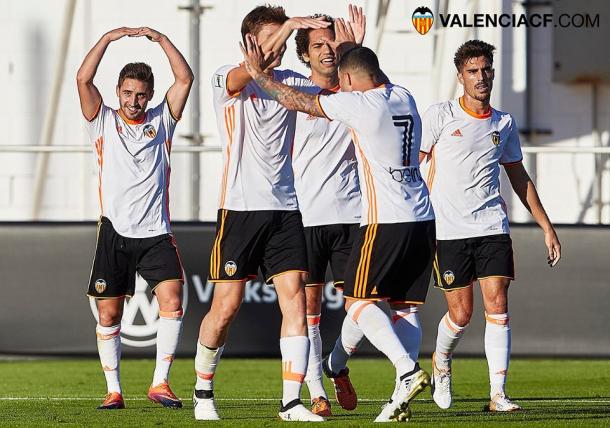El Mestalla celebrando un tanto | Foto: Valencia CF