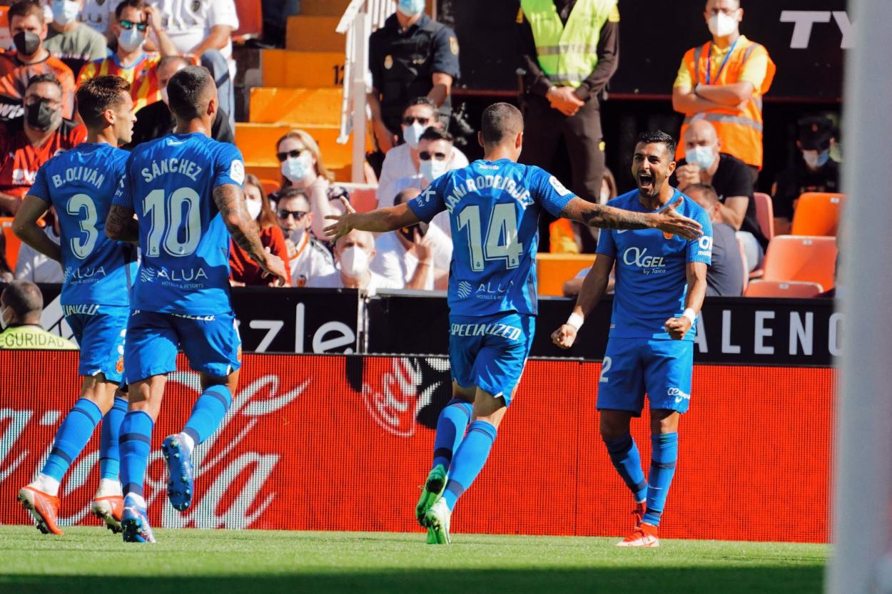 Ángel celebra su gol | Foto: RCD Mallorca