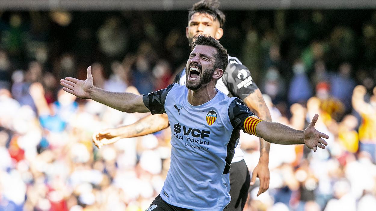 Gayà celebra su gol | Foto: Valencia CF