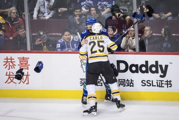 The Vancouver Canucks fought the Bruins in this February 17, 2018 game. (Photo: Darryl Dyck The Canadian Press via A/P)