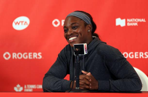 Stephens during a press conference at the Rogers Cup (Getty/Vaughn Ridley)