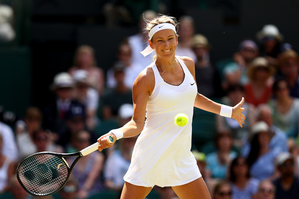 Victoria Azarenka in action at her last tournament played, the 2017 Wimbledon | Photo: Michael Steele/Getty Images Europe