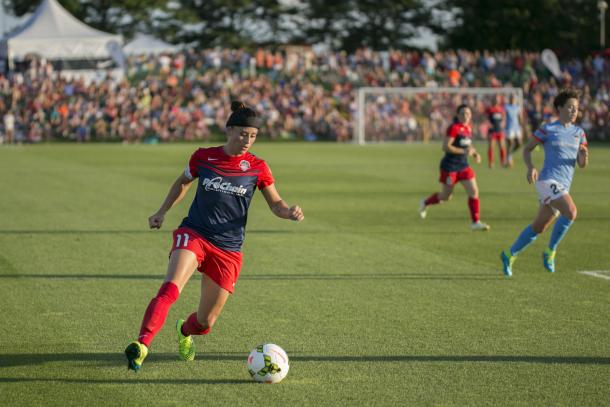 Washington captain Ali Krieger has guided the defense to four clean sheets in five matches. Photo provided by  Washington Spirit. 