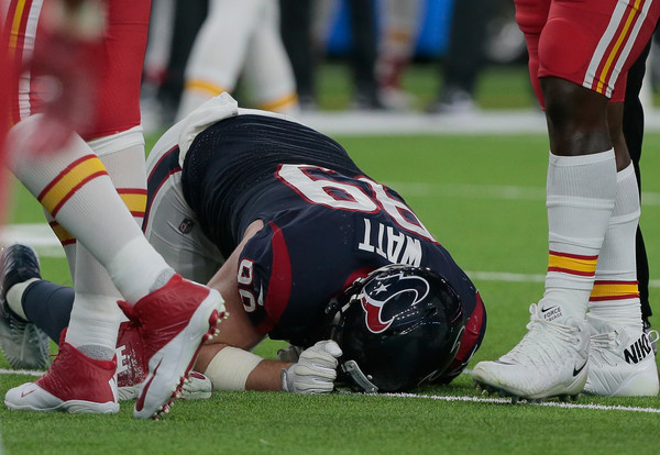 You could tell by his reaction Watt was in distress. Photo: Bob Levey/Getty Images North America