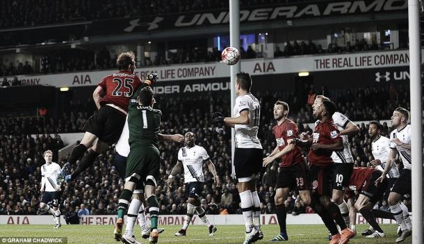 Above: Criag Dawson scores in West Brom's 1-1 draw with high-flying Tottenham Hotspur | Photo: Graham Chadwick