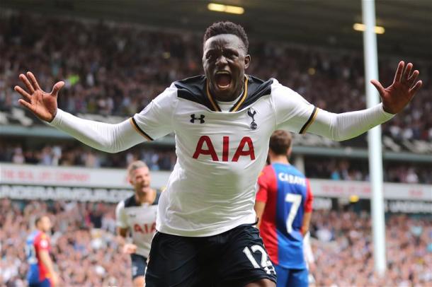 Wanyama celebrates his winner. | Image source: Premier League