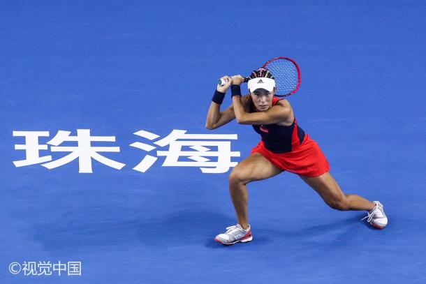Vitória não foi suficiente para Wang seguir no torneio (Foto: Divulgaçao/WTA Elite Trophy)