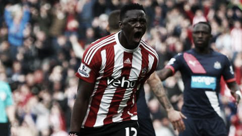 Victor Wanyama celebrates scoring his first goal for 17 months. Credit: www.saintsfc.co.uk