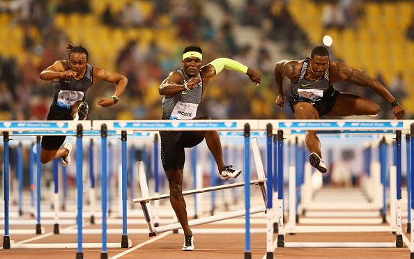 Aires Merritt, Omar Mcleod and David Oliver in action at Doha last week (Getty/Warren Little)