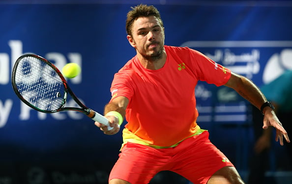 Stan Wawrinka in action during the Dubai final. Photo: Marwan Naamani/AFP/Getty Images