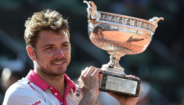 Stan Wawrinka hoists his French Open trophy last year. Photo: Dominique Paget/AFP/Getty Images