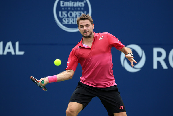 Wawrinka hits a forehand during his quarterfinal win. Photo: Vaughn Ridley/Getty Images