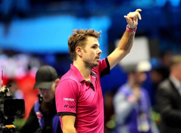 Wawrinka waves to the crowd after winning his quarterfinal. Photo: St. Petersburg Open