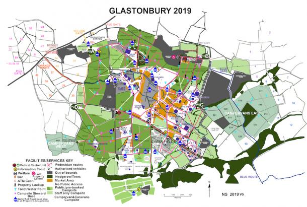 Mapa del recinto | Foto: Página oficial de Glastonbury Festival