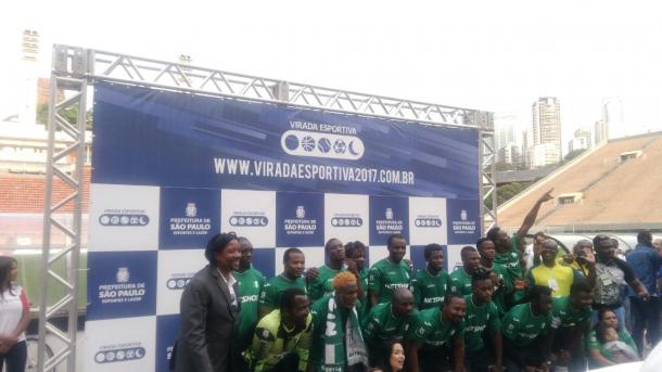 Jogadores da Nigéria que conquistaram o título ( foto: Rafael Costa / VAVEL Brasil)