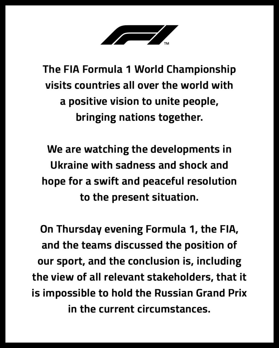 Comunicado de la FIA. Vía: Twitter @F1