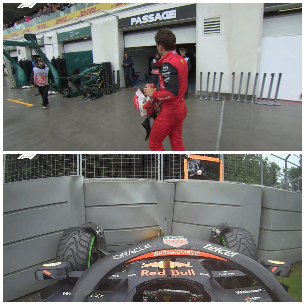 Leclerc e Perez ficaram de foram eliminados no Q2 (Foto: Reprodução)