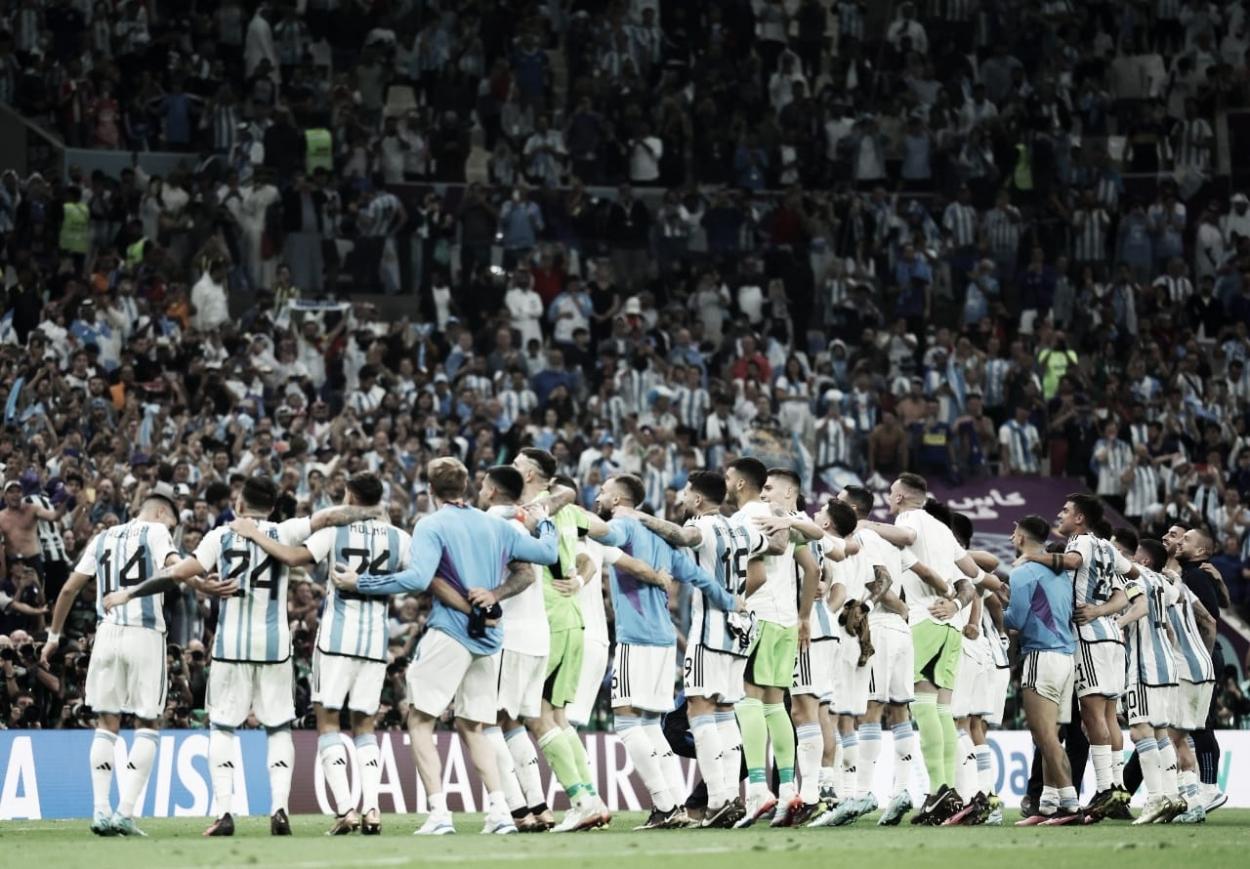 Jogadores da Argentina comemoram classificação para a final da Copa do Mundo (Foto: Divulgação / Argentina)