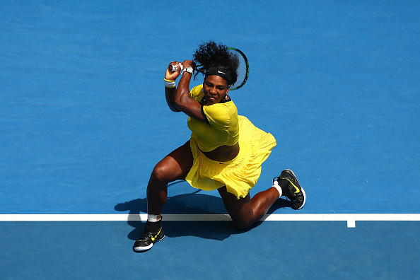 Williams getting 'down low' to hit a backhand. Photo: Getty Images/Cameron Spencer