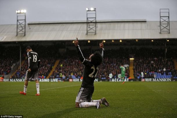 Willian celebrates his second goal. (Image credit: AFP - Getty Images)