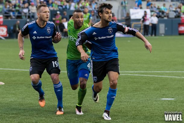 Chris Wondolowski (right) will give the Seattle Sounders fits all night | Source: Brandon Farris - VAVEL USA