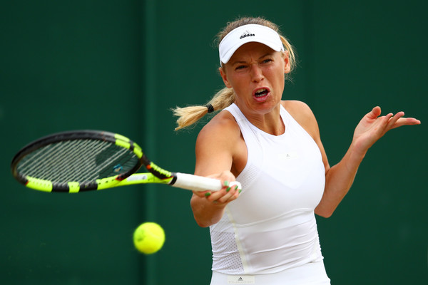 Wozniacki rips a forehand. Photo: Clive Brunskill/Getty Images